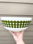 Vintage PYREX Green Polka Dot Mixing Nesting Bowl 404 Milk Glass 4 Qt Retro MCM