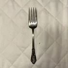 Medium Solid Cold Meat Serving Fork Rose Point (Sterling, 1934, No Monograms) b