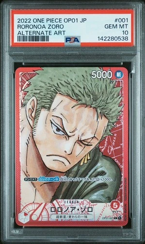 PSA 10 Roronoa Zoro OP01-001 Alternate Art Leader One Piece Card