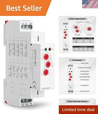 Time Relay 12V 10 Functions Delay Off On Off Timing DIN Rail Mount