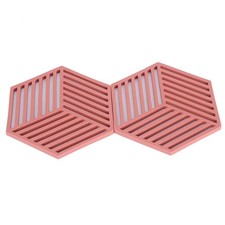 As (Hexagonal Stripe Type Red)4Pcs Dining Table Heat Insulated Mat Coaster New