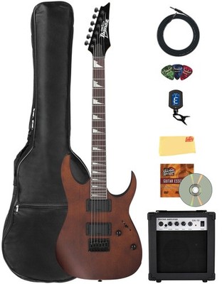 Ibanez GRG121DX RG Gio Electric Guitar - Walnut Flat w/ Amplifier
