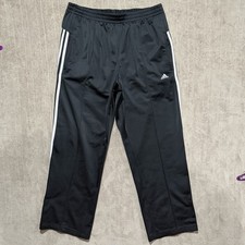Adidas Track Pants Men s XL Black Baggy Wide Leg Y2K Vintage Back White Stripe