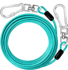 Dog Tie Out Cable: 15 Ft Dog Lead for Yard - Heavy Duty Chain Leash outside for