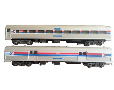 2 Model Train Amtrak HO Scale Budd Passenger Car Coach Baggage Made In Brazil