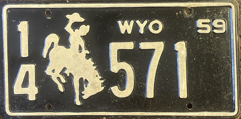 1959 Wyoming Original License Plate