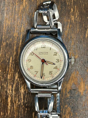 Vintage Croton Aqua-Medico Watch Small Steel Band