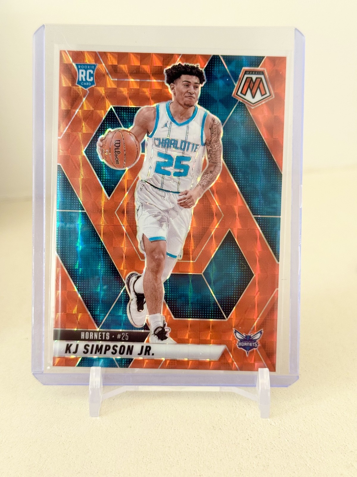 2024-25 Panini Mosaic - KJ Simpson Jr. #239 Orange Mosaic Prizm /249 (RC)