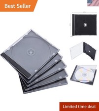 10.4 mm Standard Single Clear CD Jewel Case with Assembled Black Tray, 10 Pack