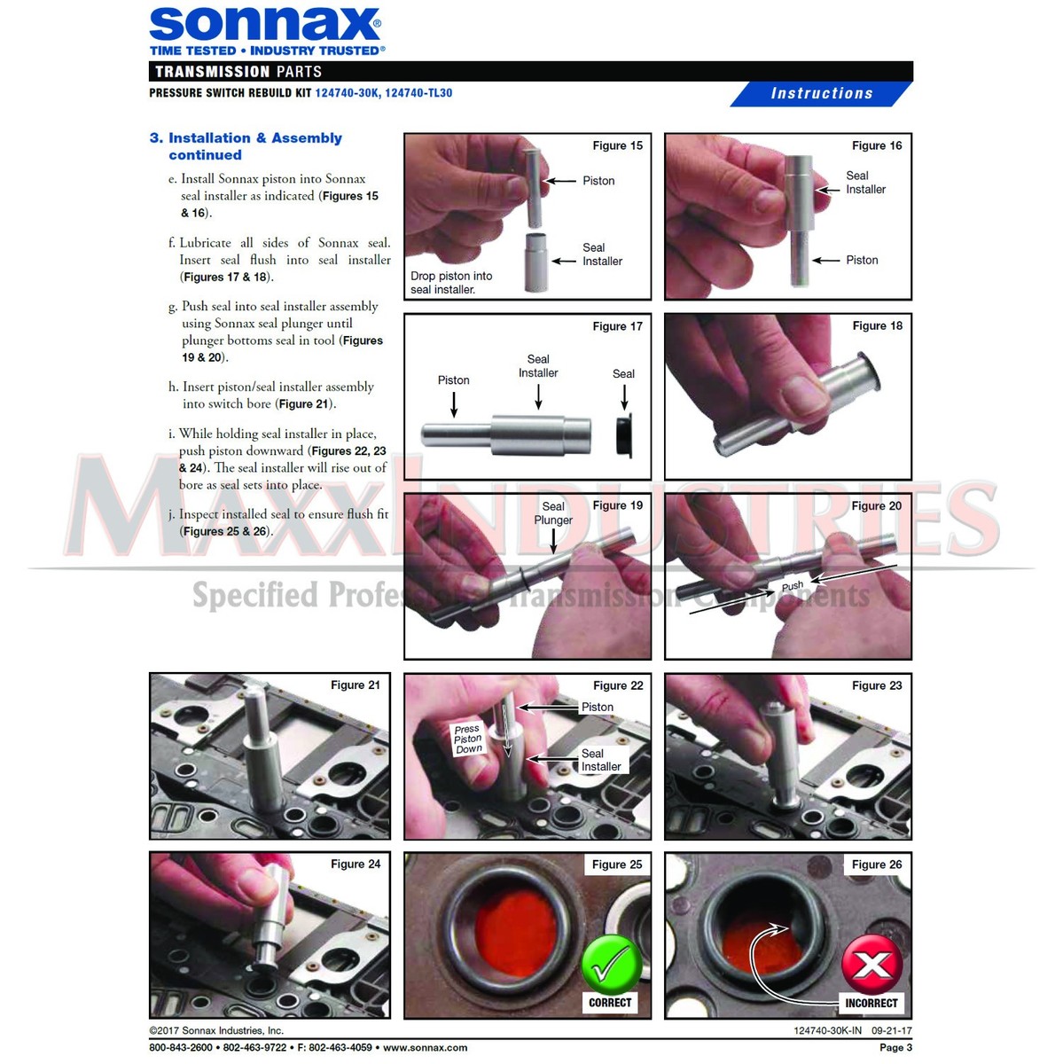 Sonnax 124740-30K Transmission Pressure Switch Rebuild Pack 6T70