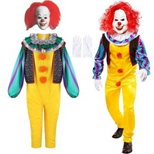Stephen King's Outfit Costume Unisex Adults Kids IT Pennywise Clown Cosplay Mask