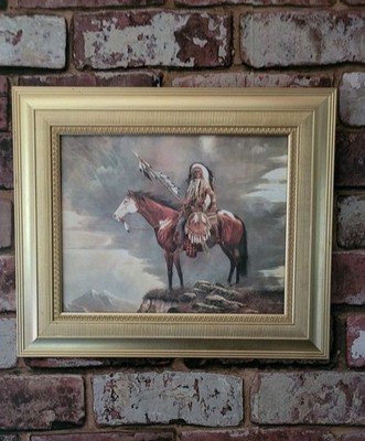 Vintage Ruane Manning ''Journey's End'' gerahmter indianischer Kunstdruck