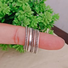 925 Sterling Silver Fidget Ring: Handmade Boho Thumb Ring Jewelry All Size