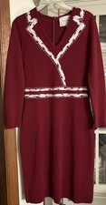 Carolina Herrera Italy Ladies Virgin Wool dress Raised Stitching Small