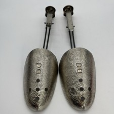 A  J Hammered Metal Adjustable Shoe Tree Shaper Stretcher Vintage Pair USA