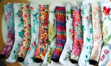 12 PAIRS COLORFUL KNEE HI COMPRESSION STOCKINGS 15 1/2" OR LESS CALF VALUE 100 