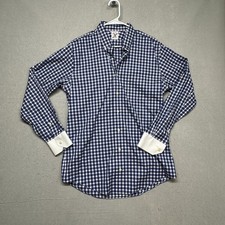 Brooks Brothers Custom Mens Designer Blue Checkered Shirt White Cuffs