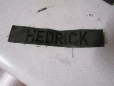 MILITARY PATCH US ARMY NAME TAPE TAG SEW ON FOR BDUS OLDER COMBAT USED HEDRICK