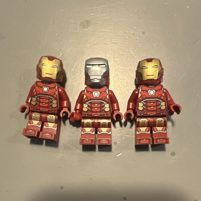 LEGO Iron Man Minifigures Lot of 3 Red Gold Armor Marvel Movies Superheroes