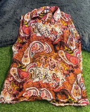 Lapis top Womens Small Casual Colorful Abstract Floral Print pink orange