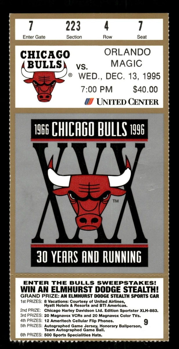 Basketball Chicago Bulls 1995 Vintage Sports Ticket Stubs for sale