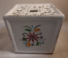 VTG Portugal Flower Ceramic Frog Square Vase Hand Painted
