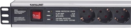 Intellinet 0Z31706 extension sockets black Black 19 Inch 6-way with overvoltage - Photo 3/4