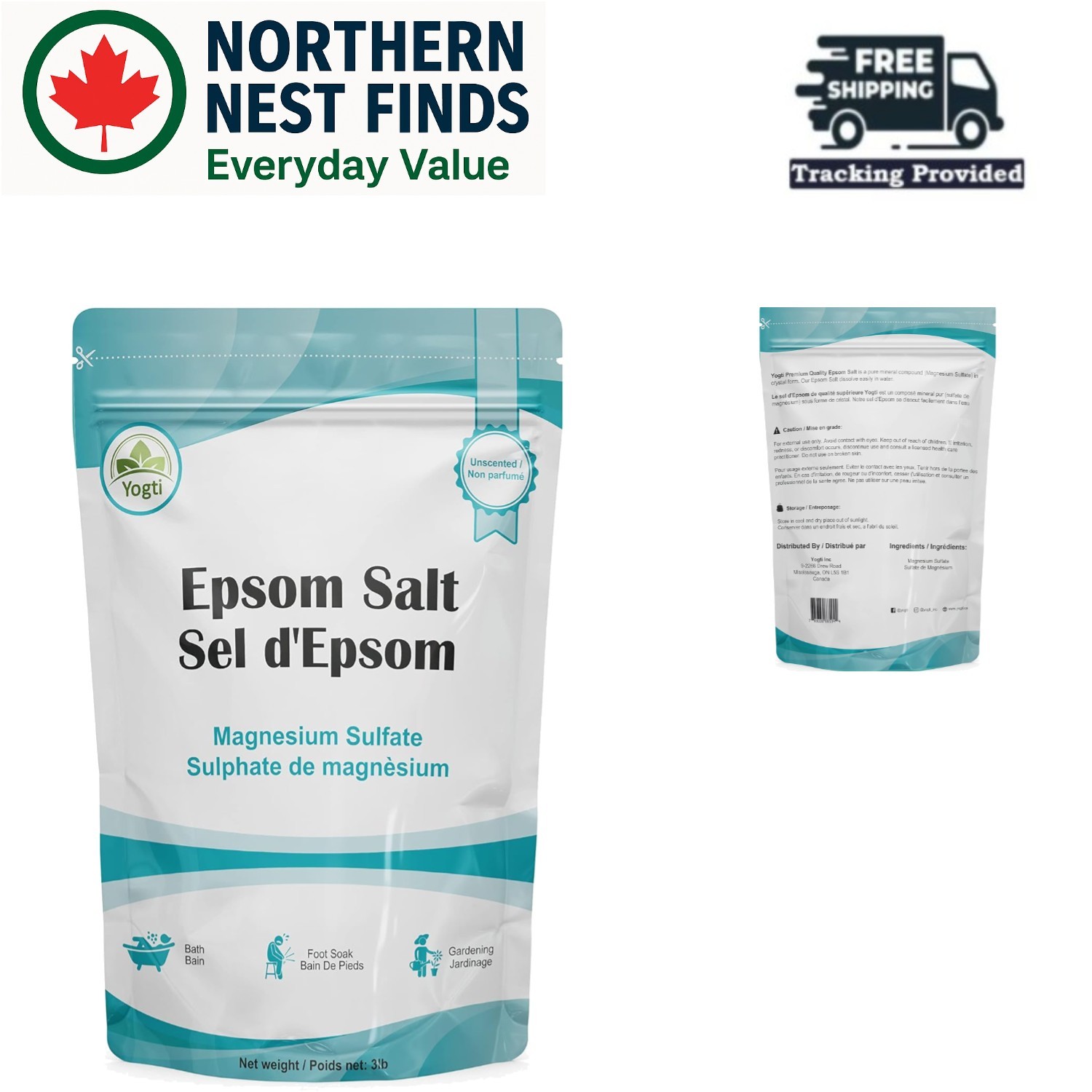 Canadian 3 lb Unscented Epsom Salt - 1.36 Kg Bath Salt for Ultimate ...