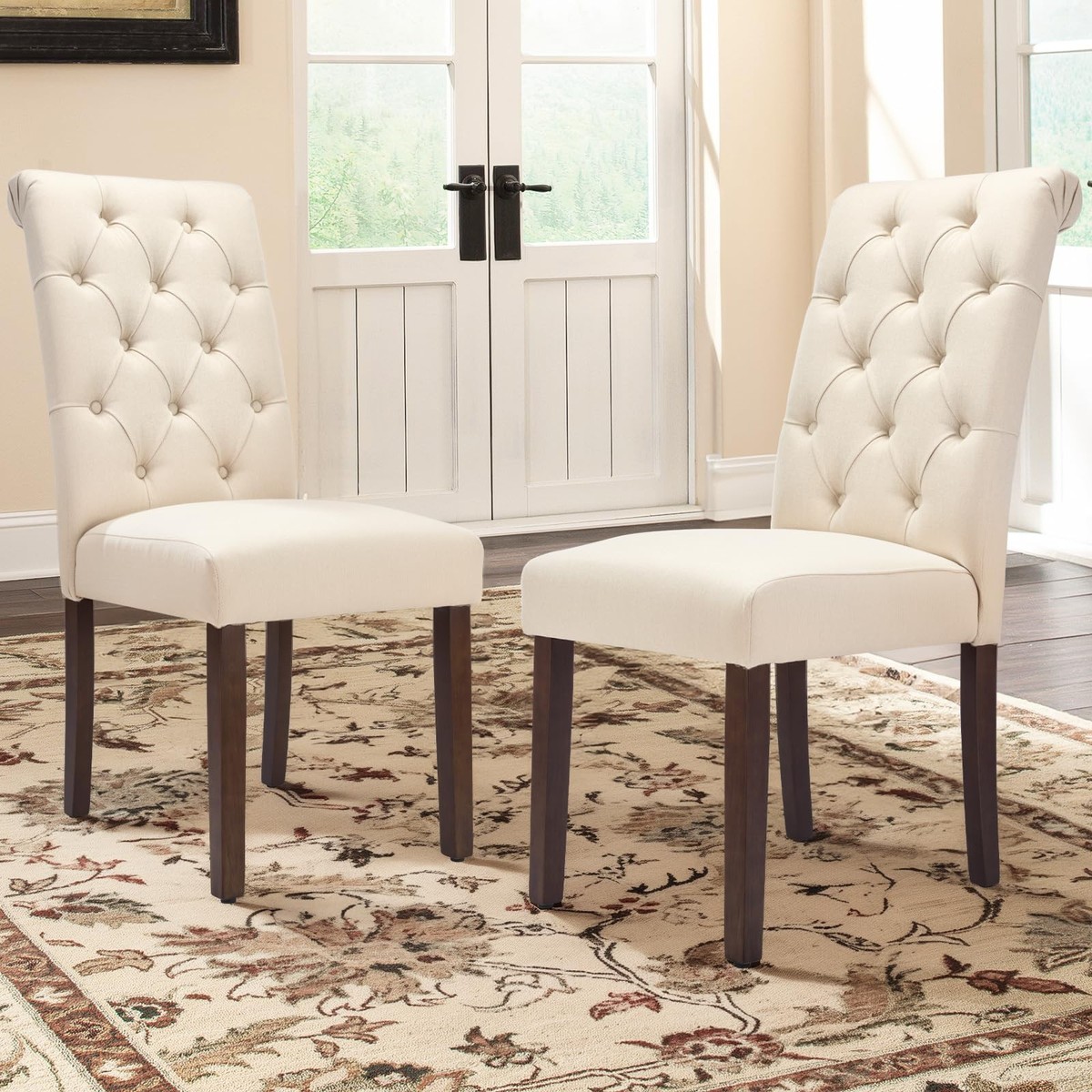 COLAMY Tufted Dining Chairs Set of 2, Accent Parsons Diner Chair