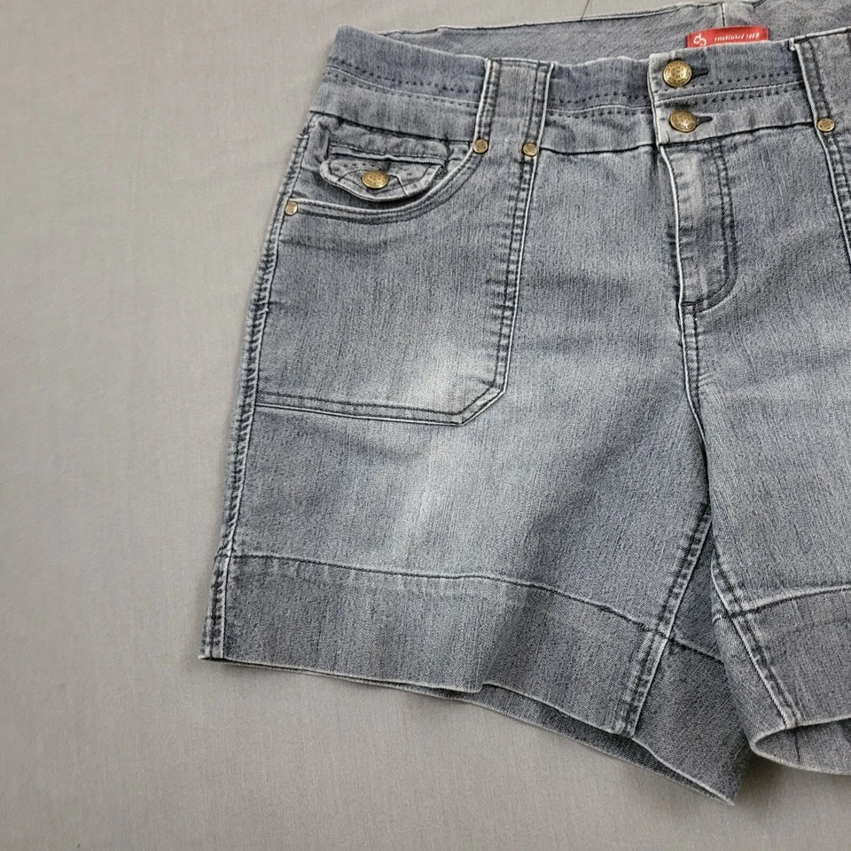 Pantalones Cortos de Granero de Vestido para Mujer Talla 14 Bolsillos de tiro medio 6" Entrepierna Cremallera Denim Gris Foto 2 de 4