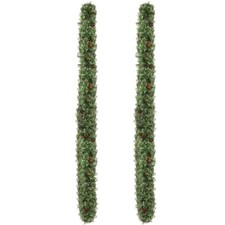 2 Pack 9FT Pre-lit Snow Flocked Christmas Garland, Lighted Artificial Xmas