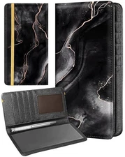  Checkbook Cover for Personal - Leather Register Duplicate Check Black Marble