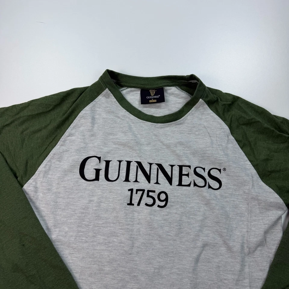 Camisa de Cerveza Guinness Adulto Grande Gris Cuello Redondo Manga Larga Informal Foto 2 de 4