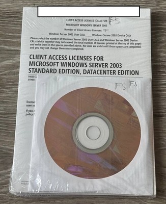 Windows Server 2003 CALs License Kit w/ CD Dell OEM Open Box