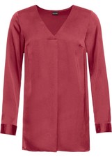 Satinbluse in fließender Optik m V-Ausschnitt Gr. 42 Dunkelrot Damen-Bluse Neu*