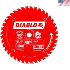 Diablo 7-1/4" 40 Tooth ATB Finishing Saw Blade - Precision Cuts for Contractors