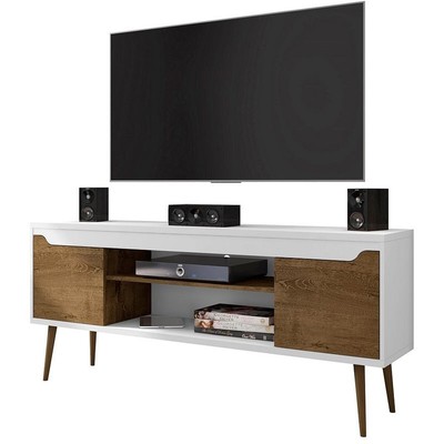 Manhattan Comfort Bradley Wood TV Stand for TVs up to 60'' in White/Brown