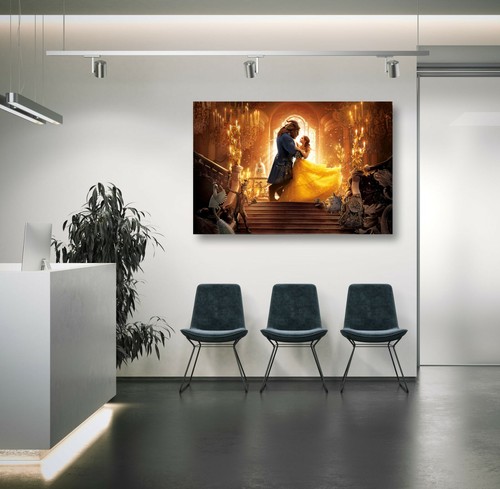 BEAUTY AND BEAST 1-FRAMED CANVAS WALL ART KIDS CARTOON PICTURE PAPER PRINT - Picture 5 of 15