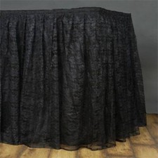 BLACK 14 feet Lace Polyester TABLE SKIRT Tradeshow Wedding Catering Decorations