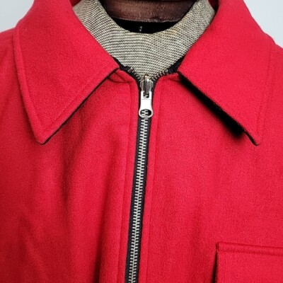 70〜80s EURO Marlboro wool jacket Vintage Men's Marlboro Reversible Wool zip up jacket Red And Black
