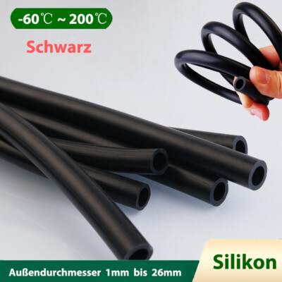 Schwarz Silikonschlauch Rohr Hochtemperaturbeständiges Flexible Rohr Ø 2mm-50mm