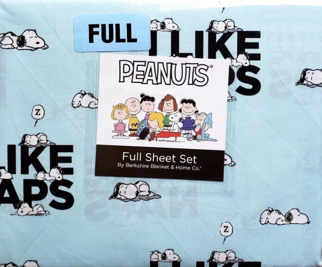 NEW Berkshire PEANUTS FULL Sheet Set Snoopy Napping I LIKE NAPS