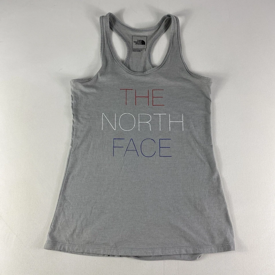 The North Face Tank Top Women’s Small Gray Running Gym Red White Blue Graphic - Image 2 of 4