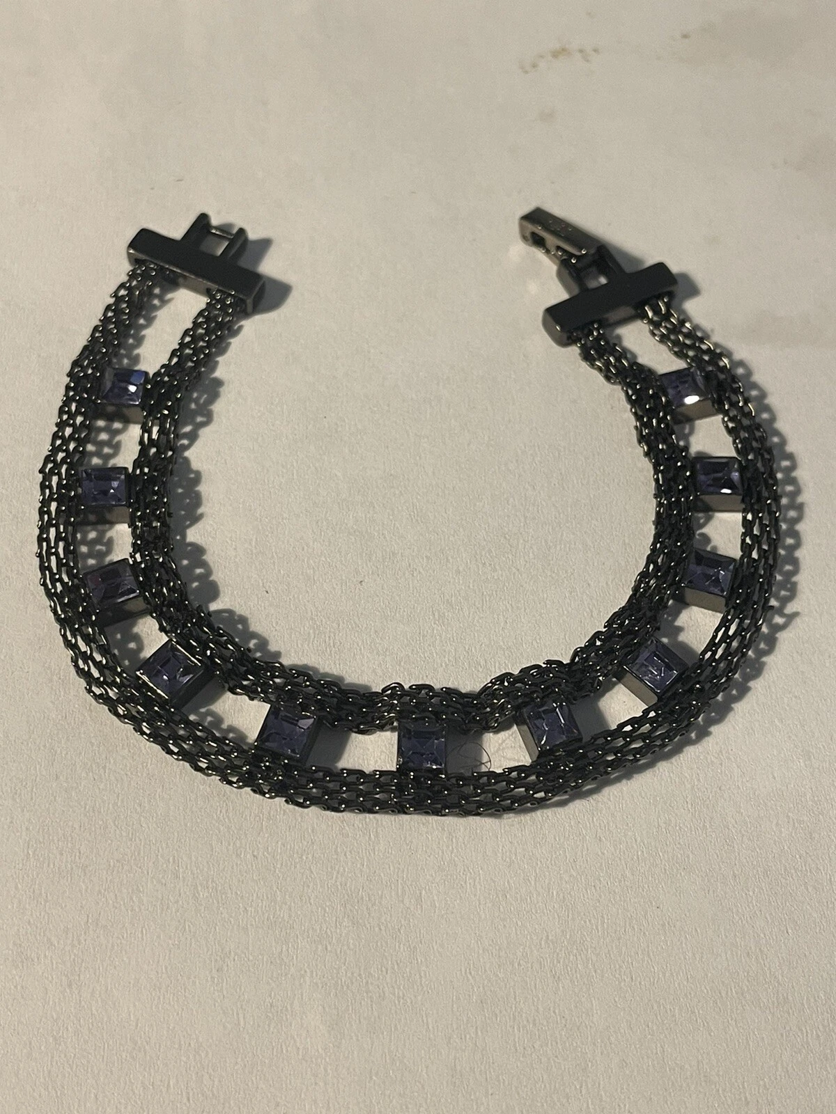 Bracciale GIVENCHY Pietre Blu Rete Metallo 7"" Firmato