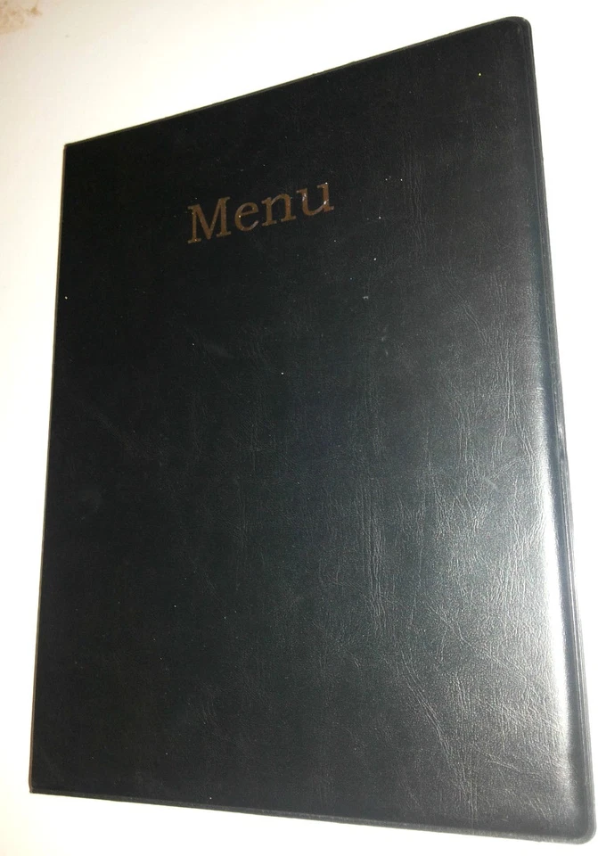 SPIRITUALGATEWAY MENGE 10 (ZEHN) A4 MENÜHÜLLE/ORDNER IN SCHWARZER LEDEROPTIK PVC MIT SILBER BLOCKIERUNG