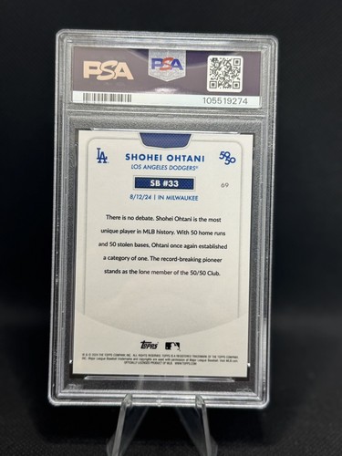 2024 TOPPS 50/50 SHOHEI OHTANI CHROME-GREEN REFRACTOR SHOHEI OHTANI 60/99 PSA 9 - Picture 2 of 2