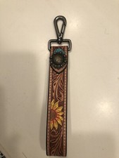 Leather Sunflower Keychain