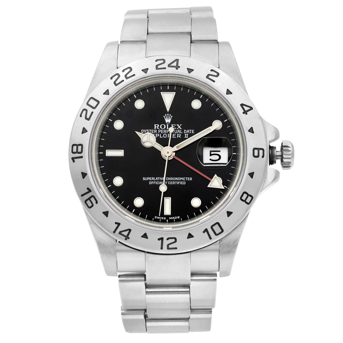 Rolex Explorer II Steel No Holes Case GMT Automatic Mens Watch