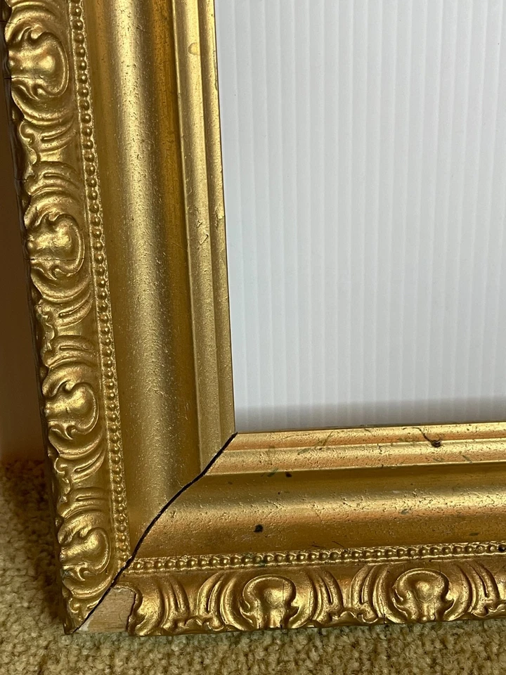 GRAN marco de fotos barroco antiguo vintage ornamentado dorado filigrana tallado en madera Foto 4 de 4