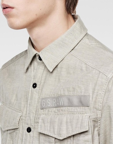 $180 Designer Rare G-STAR RAW Men's Fitted Army Style Rovic Patch Casual Shirt - Picture 4 of 4